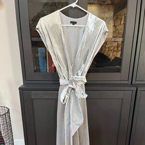 Elegant silvery-gray velvet J.Crew wrap midi dress
